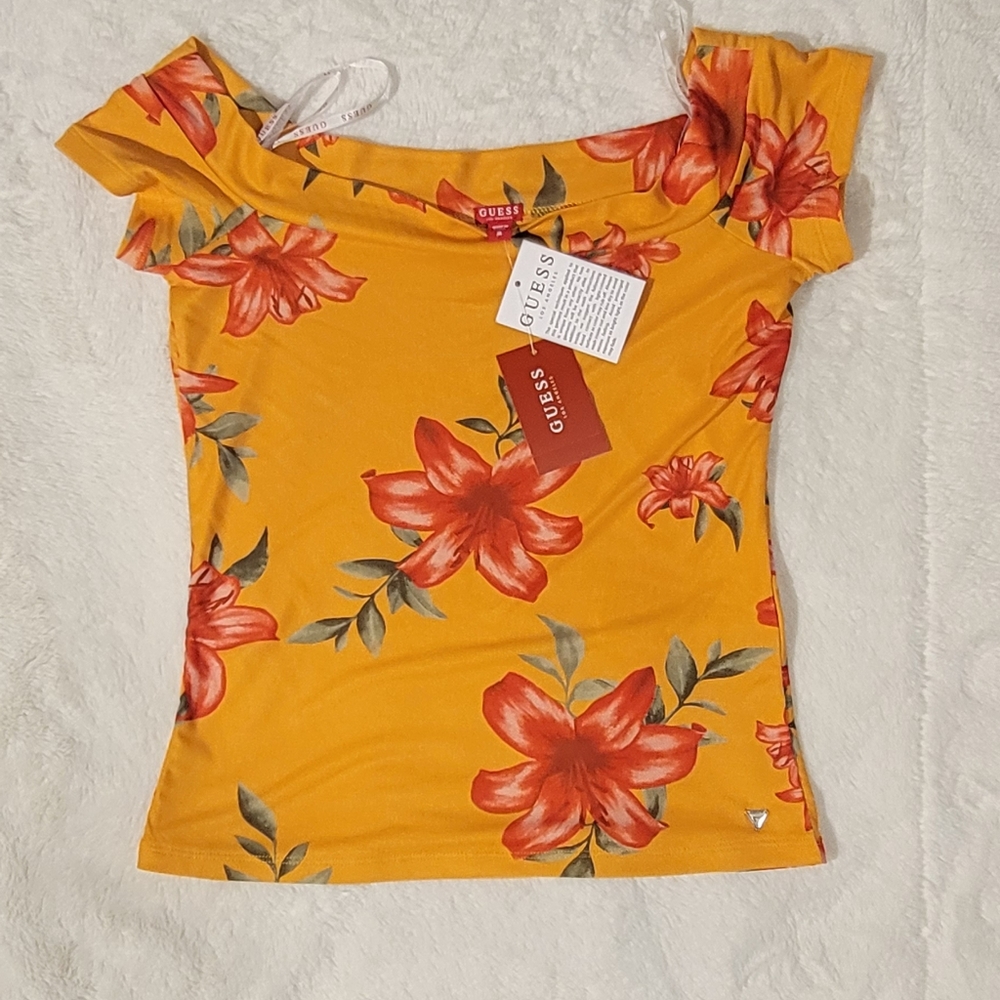 Guess Womens Top size M mesh nori top